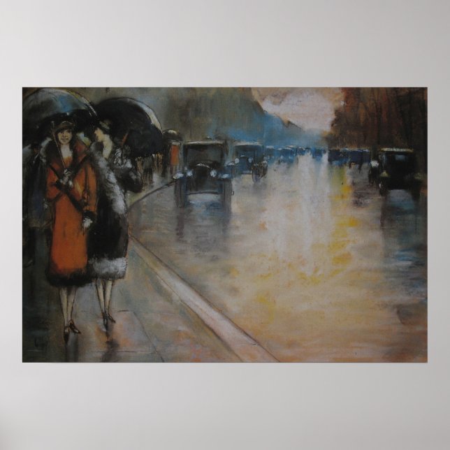 Affiches Berliner Straße im Regen (Devant)