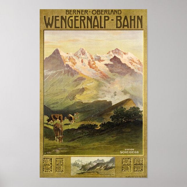 Affiches Berner Bernese Oberland Suisse Vintage voyage (Devant)