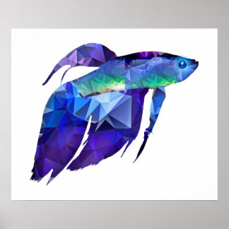 Affiches Beta Fish pour Polygon Mosaic Bleu