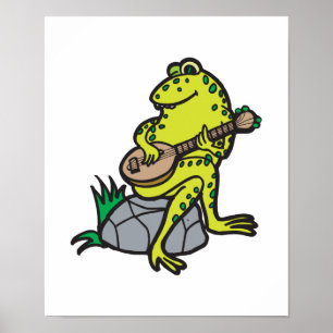 Affiches bête grenouille jouant de la guitare