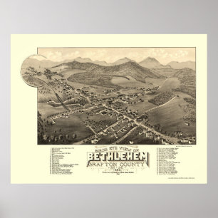 Affiches Bethlehem, carte panoramique de NH - 1883