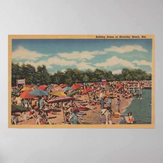 Affiches Beverley Beach, MD - Sunbathing Scene (Devant)