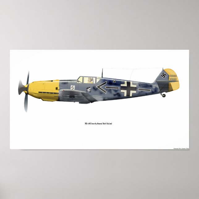 Affiches BF-109E Flown Par Ge. Galland, 1940 (Devant)