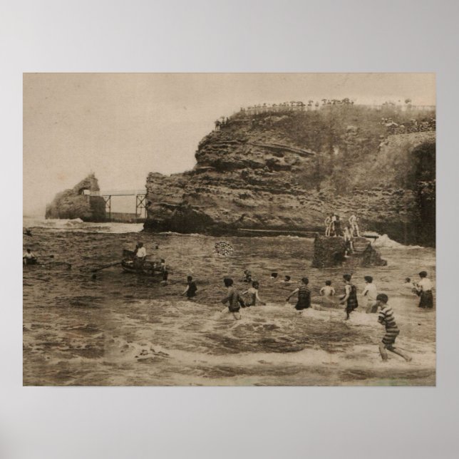 Affiches BIARRITZ - Rocher de la Virge et Bains du port (Devant)