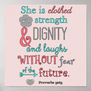 Affiches Bible, 31:25 de proverbes, elle est vêtue de la