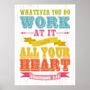 Affiches Bible biblique chrétienne Verse - Colossiens 3:23