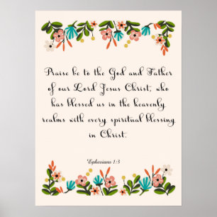 Affiches Bible Verse Art - Ephésiens 1:3