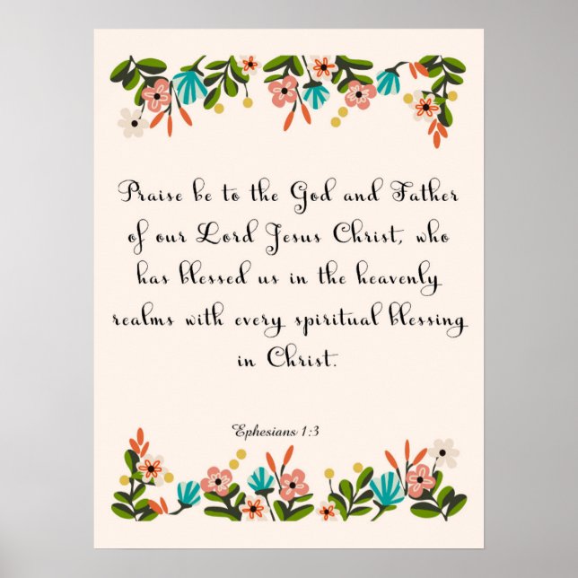 Affiches Bible Verse Art - Ephésiens 1:3 (Devant)