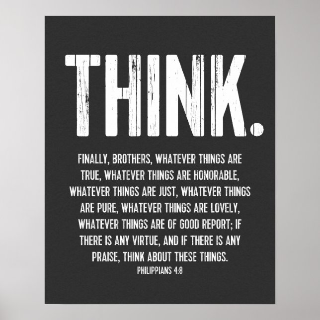 Affiches Bible Verse, Écriture Philippiens 4:8 Moderne (Devant)