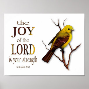 Affiches Bible Verse, Joie du Seigneur, Peinture d'oiseaux,