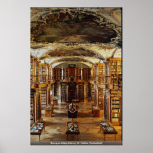 Affiches Bibliothèque baroque d'abbaye, St Gallen, Suisse