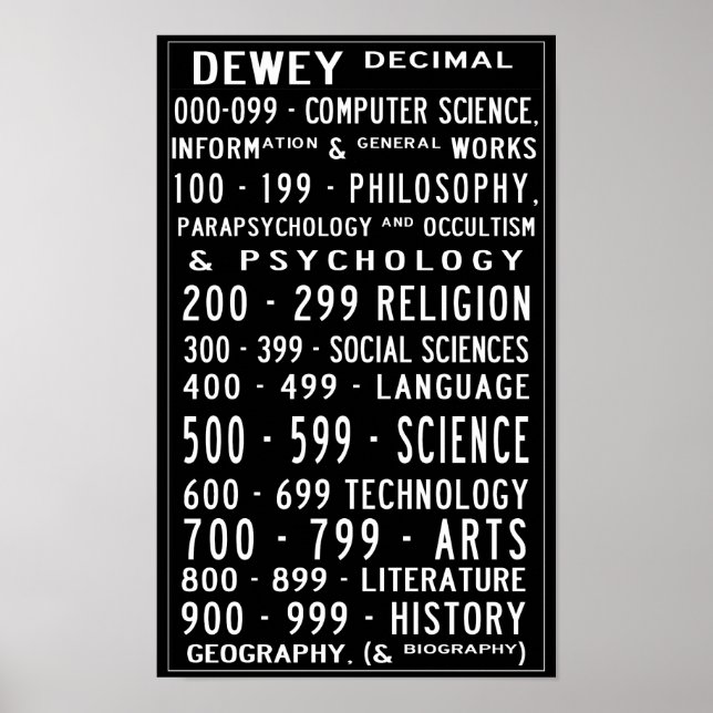 Affiches Bibliothèque de petite maison Dewey - nombre décim (Devant)