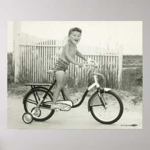 Affiches Bicyclette d'équitation de fille