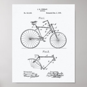 Affiches Bicyclette vintage 1890 Art breveté - Livre blanc