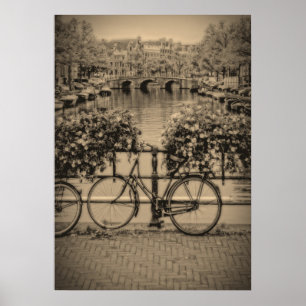 Affiches Bicyclettes et canaux - Amsterdam classique -