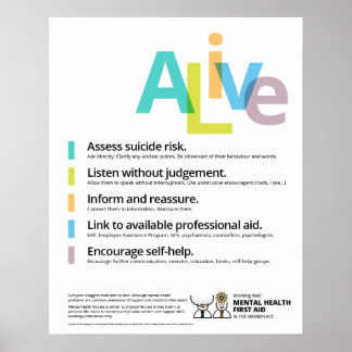 Affiches Bien Travailler : Santé mentale Premiers soins