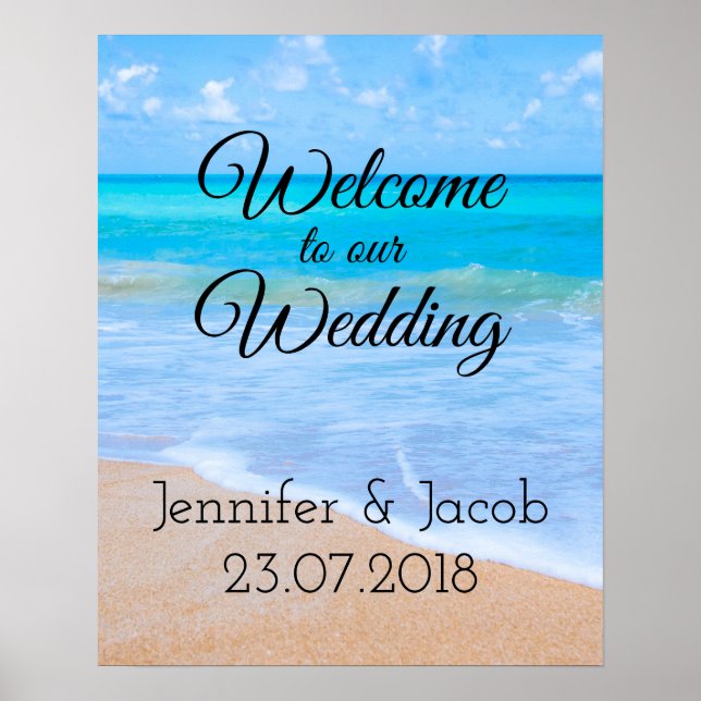Affiches Bienvenue à notre destination de mariage tropical (Devant)
