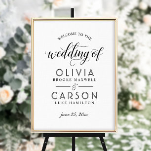 Affiches Bienvenue de mariage en écriture noire moderne