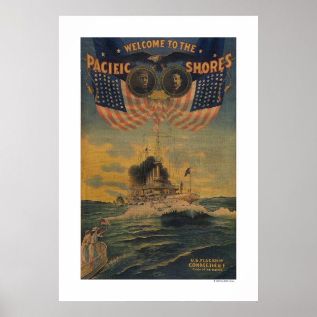 Affiches Bienvenue sur les rivages du Pacifique. FlagshipCo (Devant)