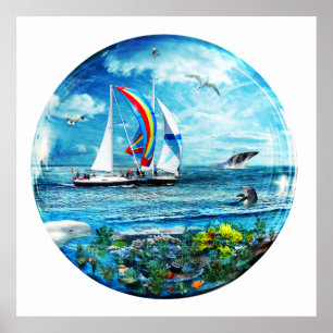 Affiches Big Blue Ocean Buble Natures terrain de jeu