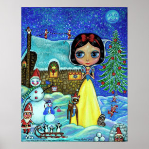 Affiches Big Eye Girl Christmas Santa Elves Snow Cute