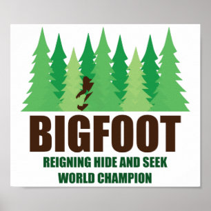 Affiches Bigfoot Sasquatch Cacher et Rechercher Champion du