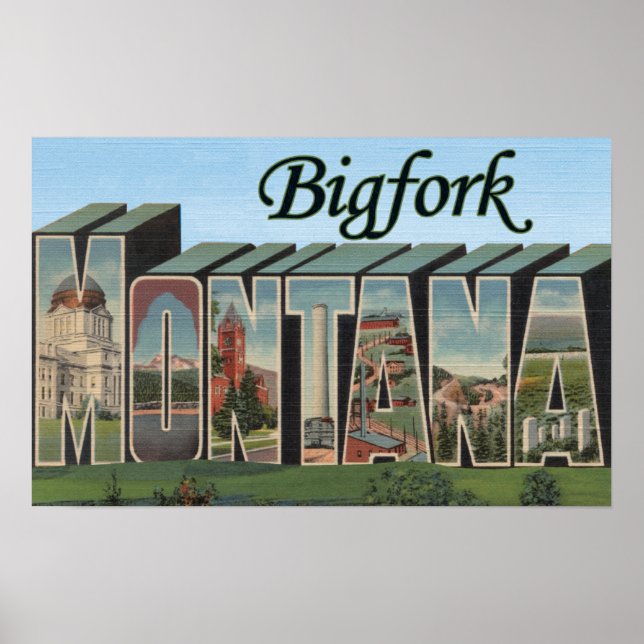 Affiches Bigfork, Montana - Scènes de grandes lettres (Devant)