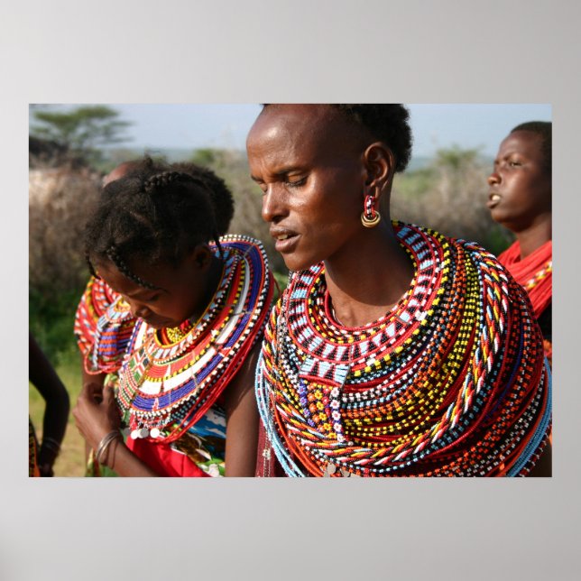 Affiches Bijoux de perles de graines du Massai au Kenya (Devant)