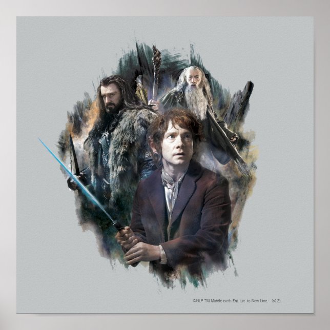 Affiches BILBO BAGGINS™, THORIN OAKENSHIELD™ & Gandalf (Devant)