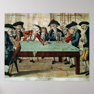 Affiches Billard, gravure du XVIIIe siècle par R.Sayer