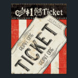 Affiches Billet vidéo vintage<br><div class="desc">© Pela Studio / Wild Apple. Cette image présente un ticket de cinéma vintage avec des rayures rouges et blanches dans l'arrière - plan.</div>