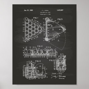 Affiches Billiard Ball Rack 1969 Patent Art - Chalkboard