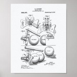 Affiches Billiard Bridge 1910 Patent Art - Livre blanc