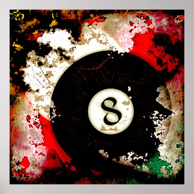 AFFICHES BILLIARDS BALL NUMBER 8 (Devant)