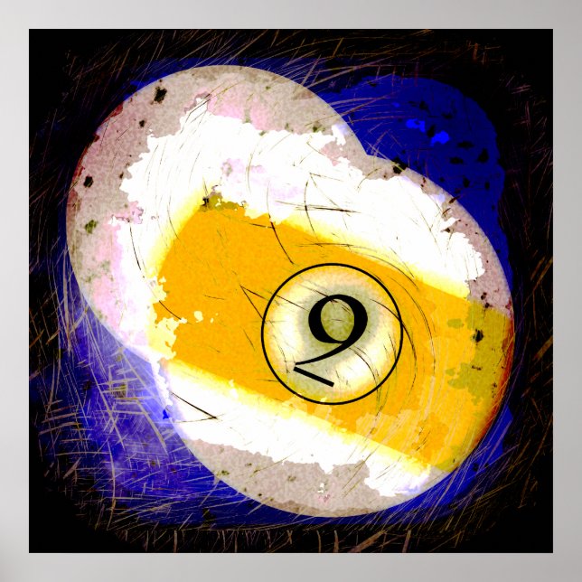 AFFICHES BILLIARDS BALL NUMÉRO 9 (Devant)