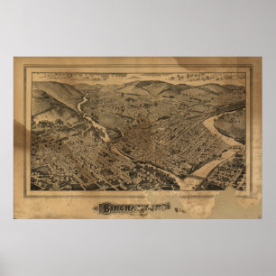 Affiches Binghamton New York 1882 Antique Panoramic Map