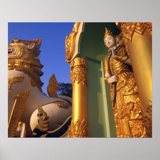 Affiches Birmanie (Myanmar), Rangoon (Yangon) Temple (Devant)