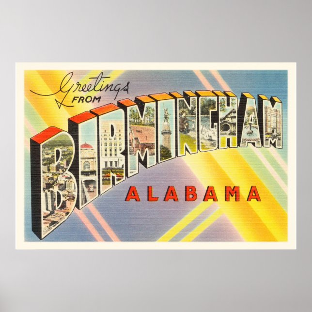 Affiches Birmingham Alabama AL Vieux souvenir Vintage voyag (Devant)