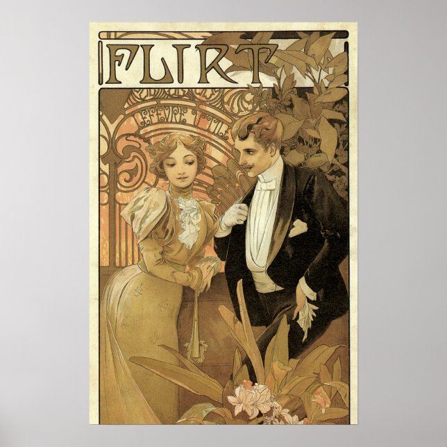 Affiches Biscuits Flirt Art Nouveau Vintage, Alphonse Mucha (Devant)