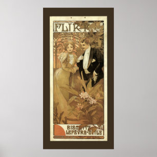Affiches Biscuits vintages Art Nouveau Flirt, Alphonse Much
