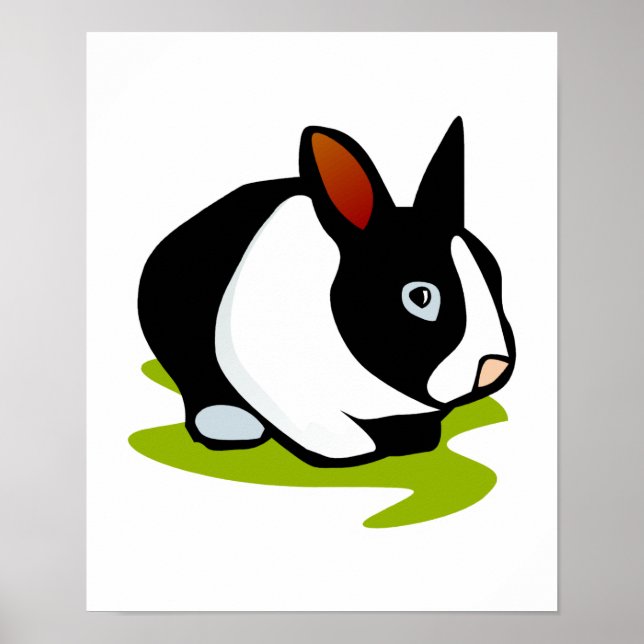 Affiches black and white bunny rabbit (Devant)