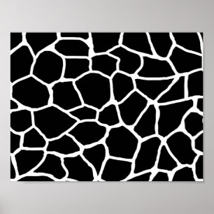 Affiches Black and White Giraffe Print Animal Pattern