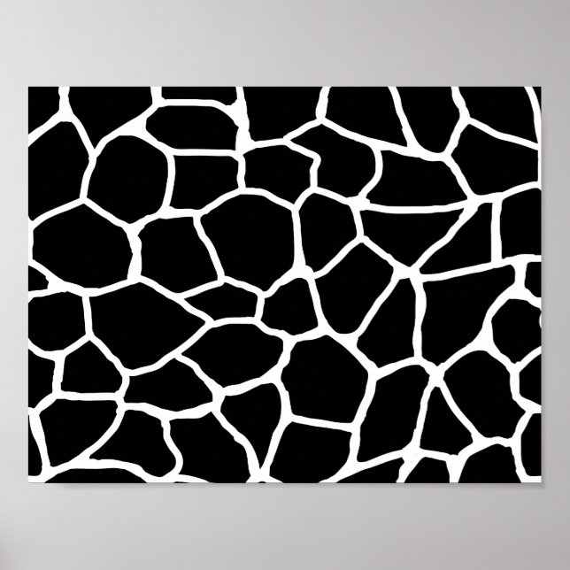Affiches Black and White Giraffe Print Animal Pattern (Devant)