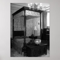 Black And White Vintage Bedroom Photograph