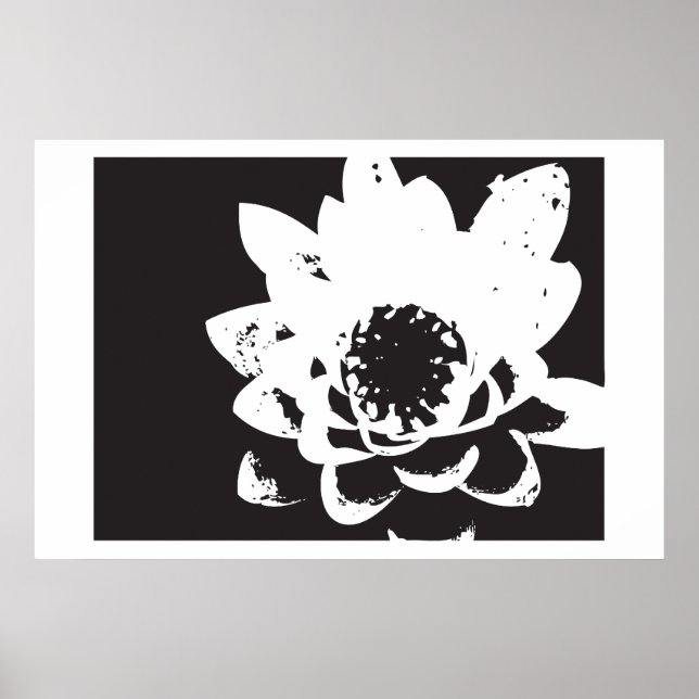 Affiches black and white waterlily (Devant)
