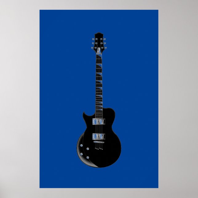 Affiches Black Blue Pop Art Guitare électrique (Devant)