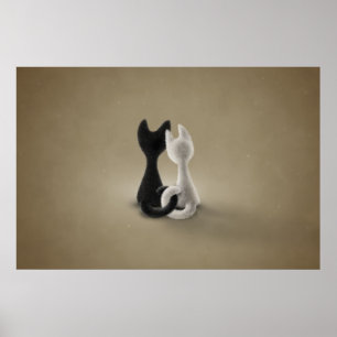 Affiches Black Cat White Cat (Color 3)