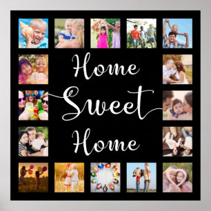 Affiches Black Home Sweet Home 14 Family Photo Collage