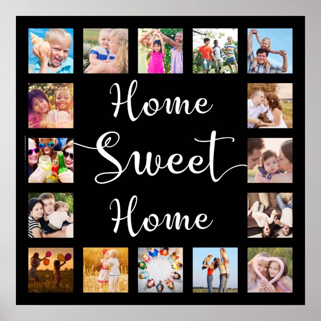 Affiches Black Home Sweet Home 14 Family Photo Collage (Devant)