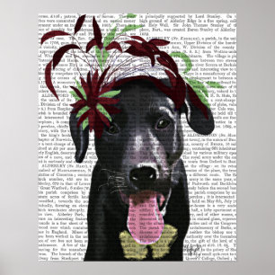 Affiches Black Labrador With Green Fascinator